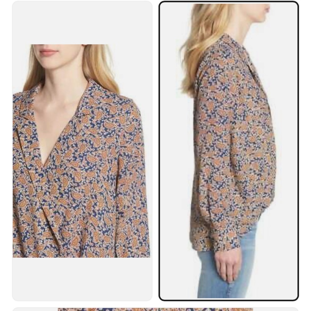 Gibson M blue paisley blouse